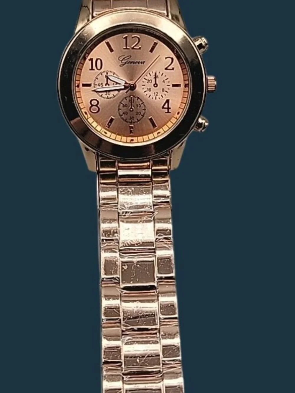 Geneva Ladies Boyfriend Watch Chic Rose Gold Tone 7.5